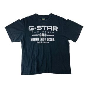 G-STAR RAW Black w/ White Graphic Short Sleeve Cotton T-Shirt Mens Size XL